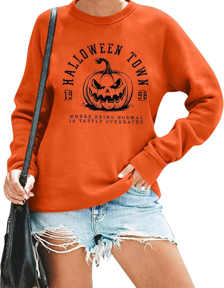 Halloween Sweatshirt Women Tis The Season Shirt Pumpkin Graphic Pullover Vintage Fall Long Sleeve... | Amazon (US)