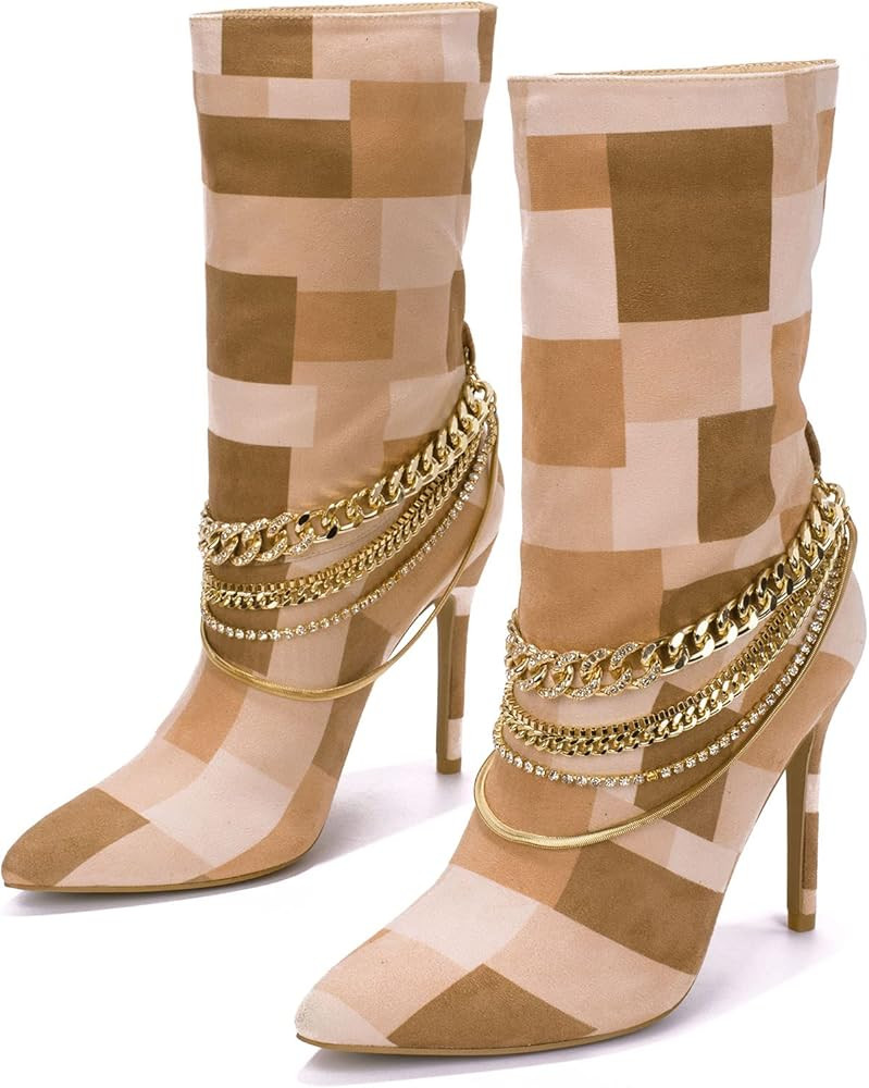 Cape Robbin Somewhere Sexy Stiletto High Heels for Women, Faux Suede Pointed Toe Sock Ankle Booties | Amazon (US)