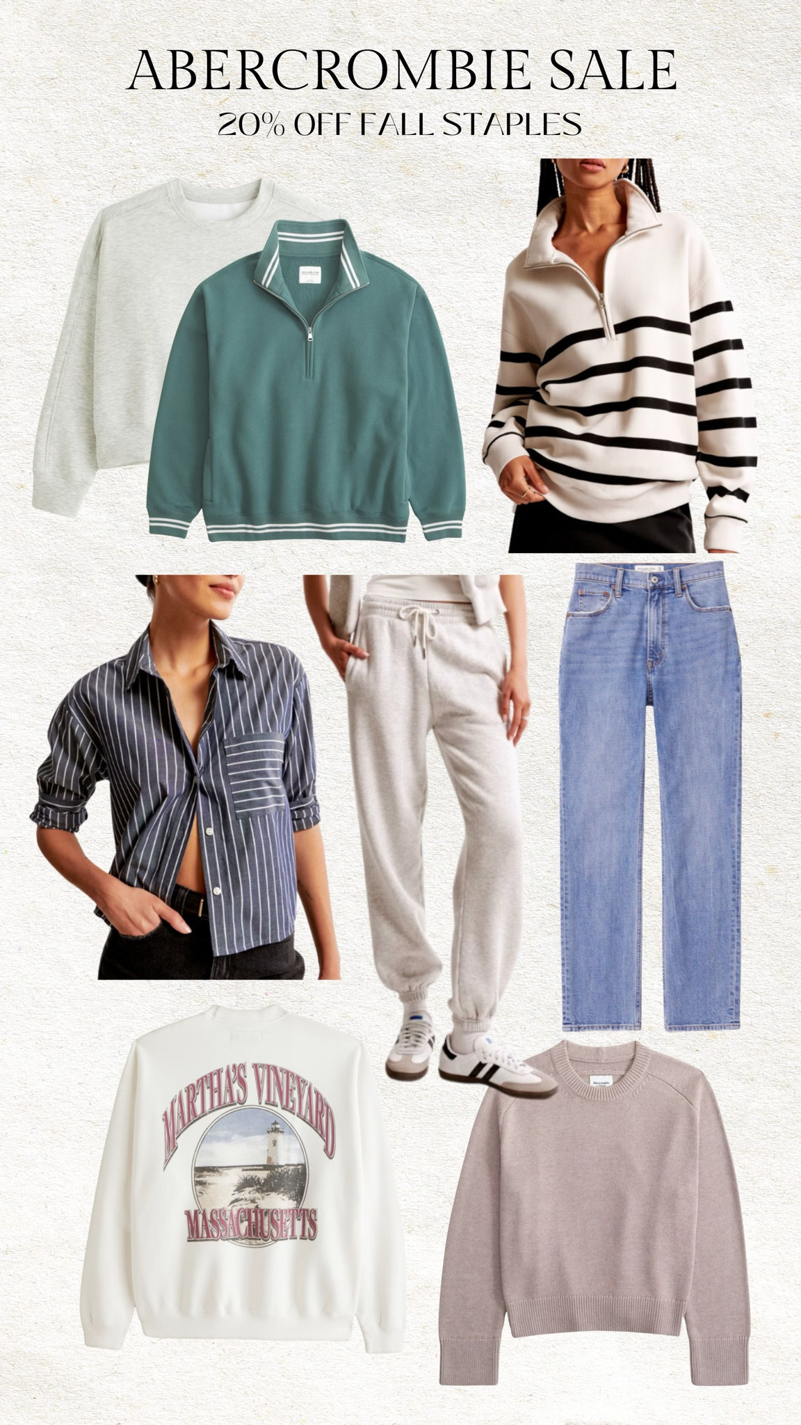 Abercrombie sale 20% off almost everything! Loving all these fall staples on sale 🤍

Striped sweater, striped half zip, half zip pullover, women’s fall outfit, casual outfit, striped button up, school clothes, teen girl school clothes, oversized button up, graphic sweatshirt, jeans, denim, straight leg denim, gray sweatpants, tween girl outfit, teen girl outfit, Christine Andrew 

#LTKSaleAlert #LTKBacktoSchool #LTKFindsUnder100