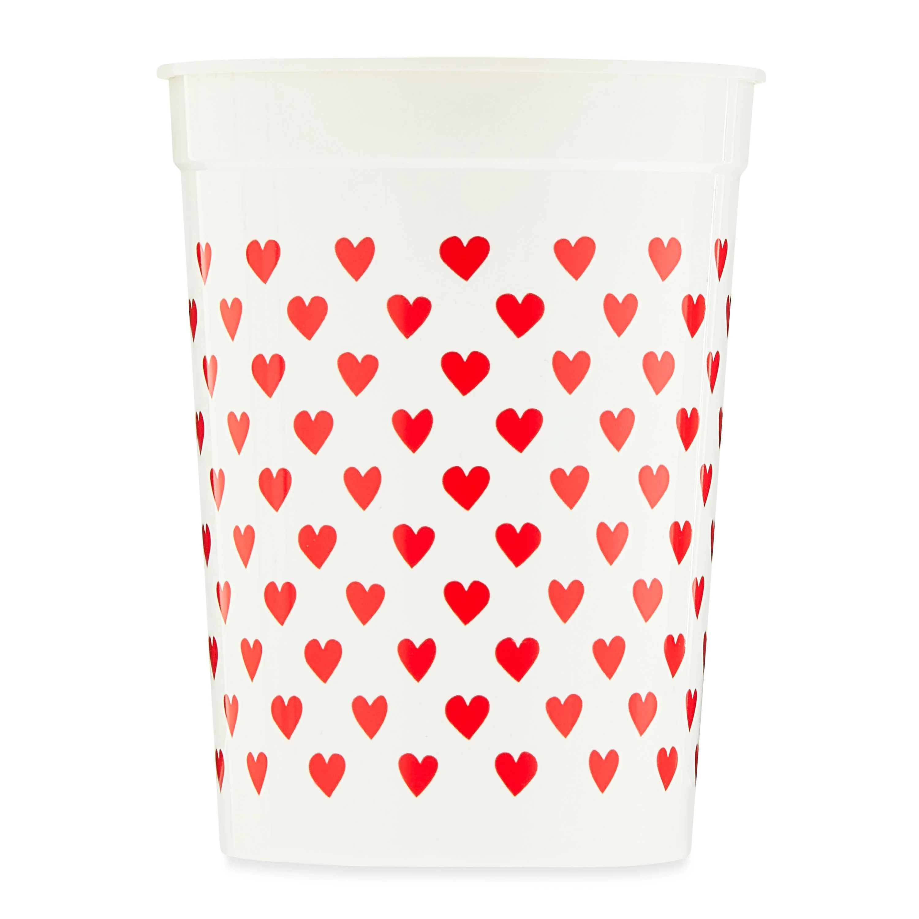 Valentine's Day White & Red Hearts Plastic Cups, 4 Count, by Way to Celebrate | Walmart (US)