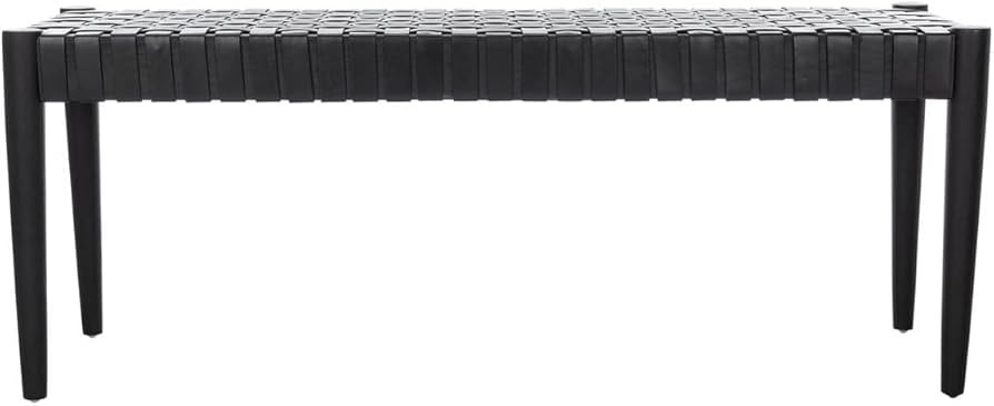 Safavieh Home Amalia 18-inch Black Leather Weave Rectangle Bench | Amazon (US)
