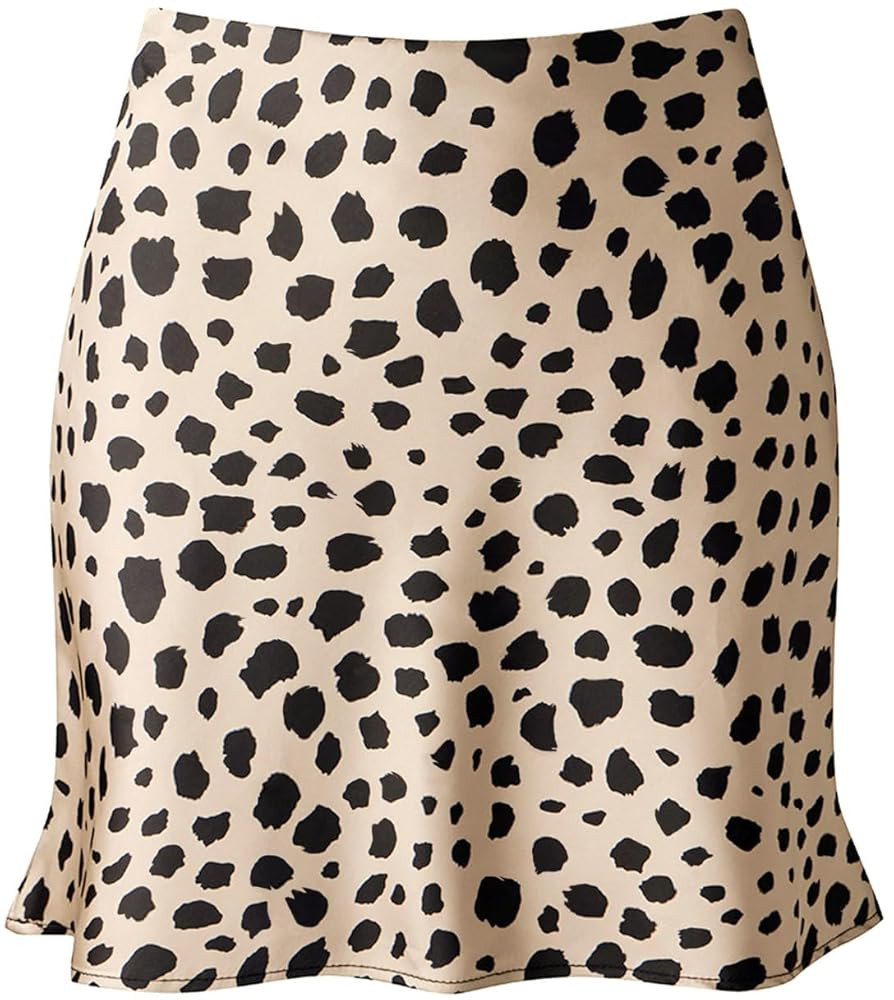 Mini Skirts for Women Satin High Elastic Waist Ruffle Bodycon Short Skirt | Amazon (US)