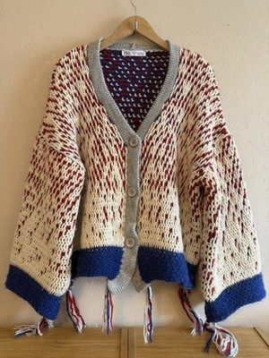 Zara Heavy Very Chunky Knit Tassel Oversized Wool Blend Cardigan | eBay US