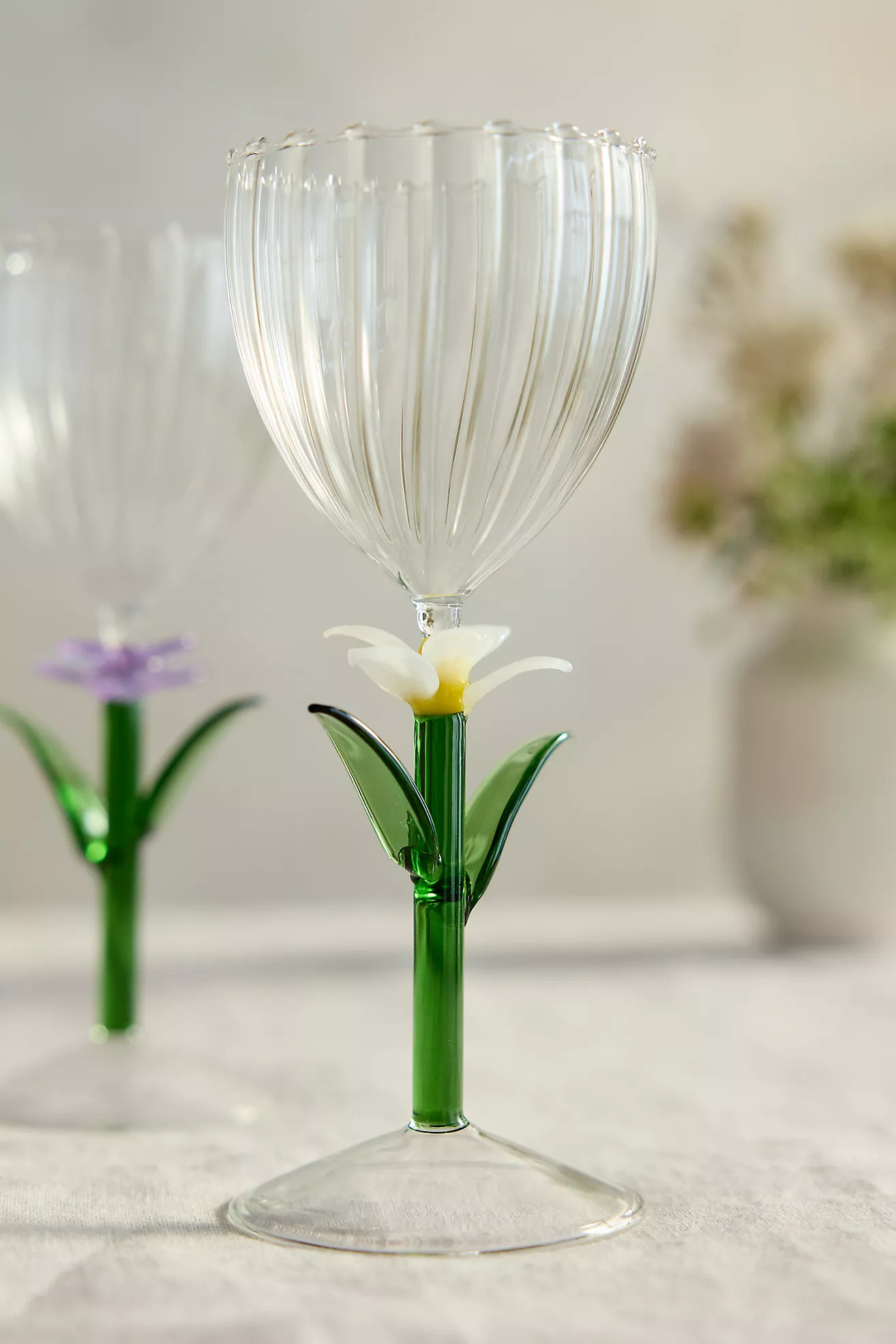 Floral Stem Wine Glass | Anthropologie (US)