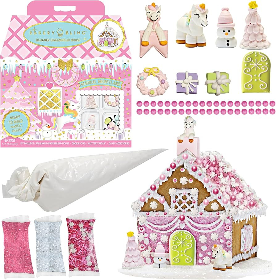 Magical Merryland Designer Insta-House™ Gingerbread Kit - Unicorn Christmas Theme, Pre-Baked Co... | Amazon (US)