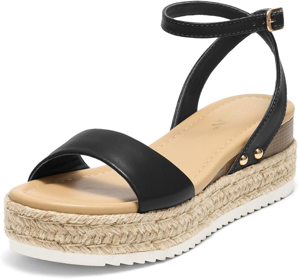 ZURIN Womens Open Toe Platform espadrille sandals Buckle Ankle Strap Wedges Sandals for Women Cas... | Amazon (US)