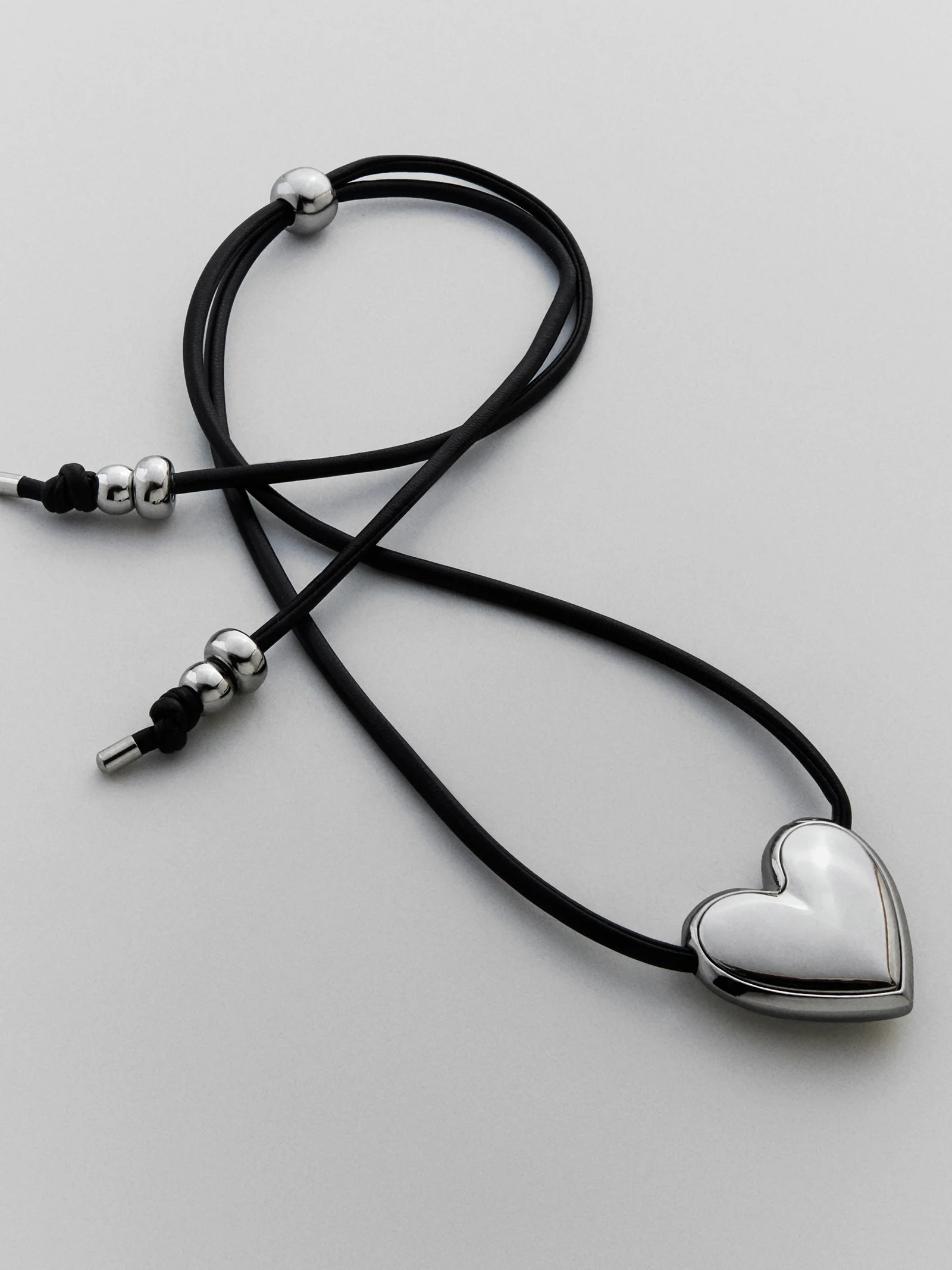 Millie Bubble Heart Cord Necklace - Silver | BaubleBar