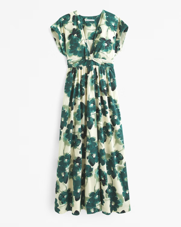 Women's Twist-Front Midi Dress | Women's Clearance | Abercrombie.com | Abercrombie & Fitch (US)