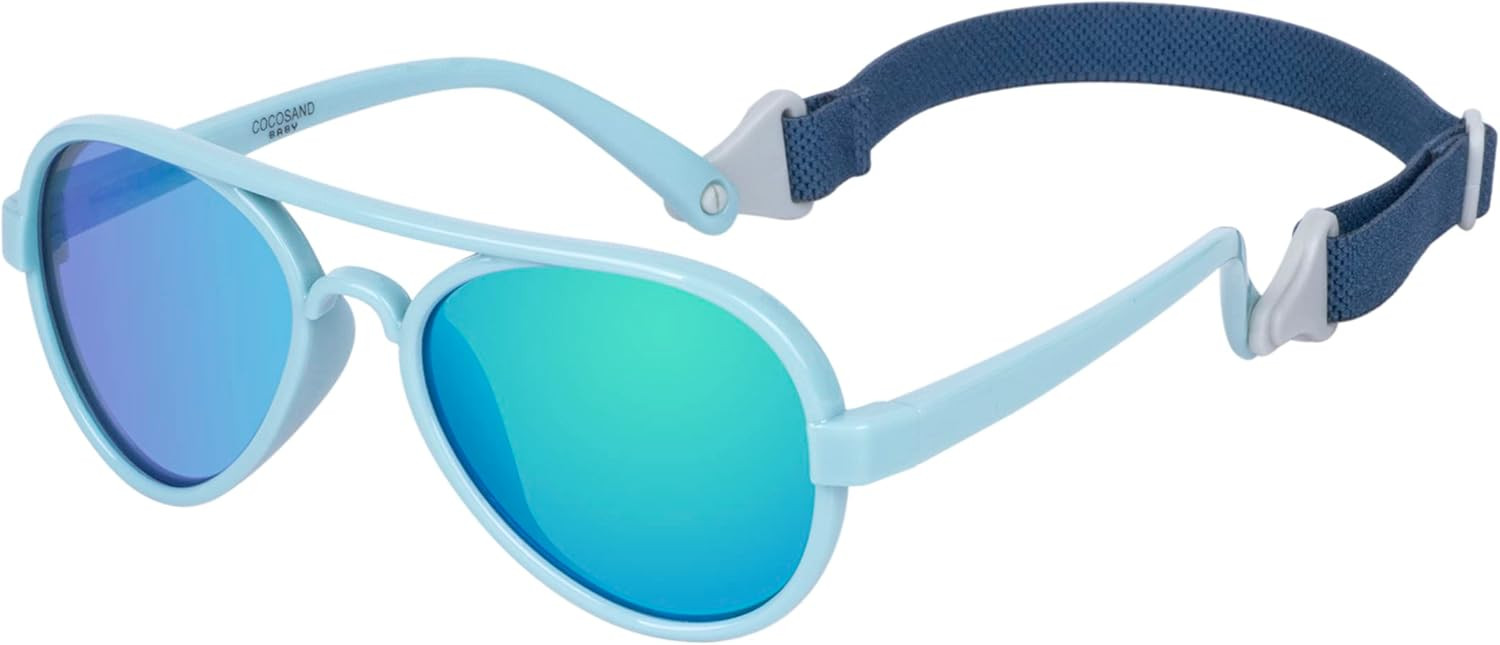 COCOSAND Baby Sunglasses with Strap Flexible Soft Aviator Frame UV 400 Protection for Infant Todd... | Amazon (US)
