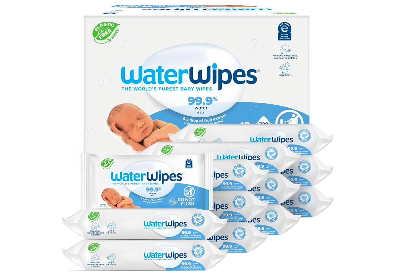 WaterWipes Plastic-Free Original Baby Wipes, 99.9% Water Based Wipes, Unscented & Hypoallergenic for Sensitive Skin, 60 Count (Pack of 12), Packaging May Vary

#LTKKids #LTKBump #LTKBaby