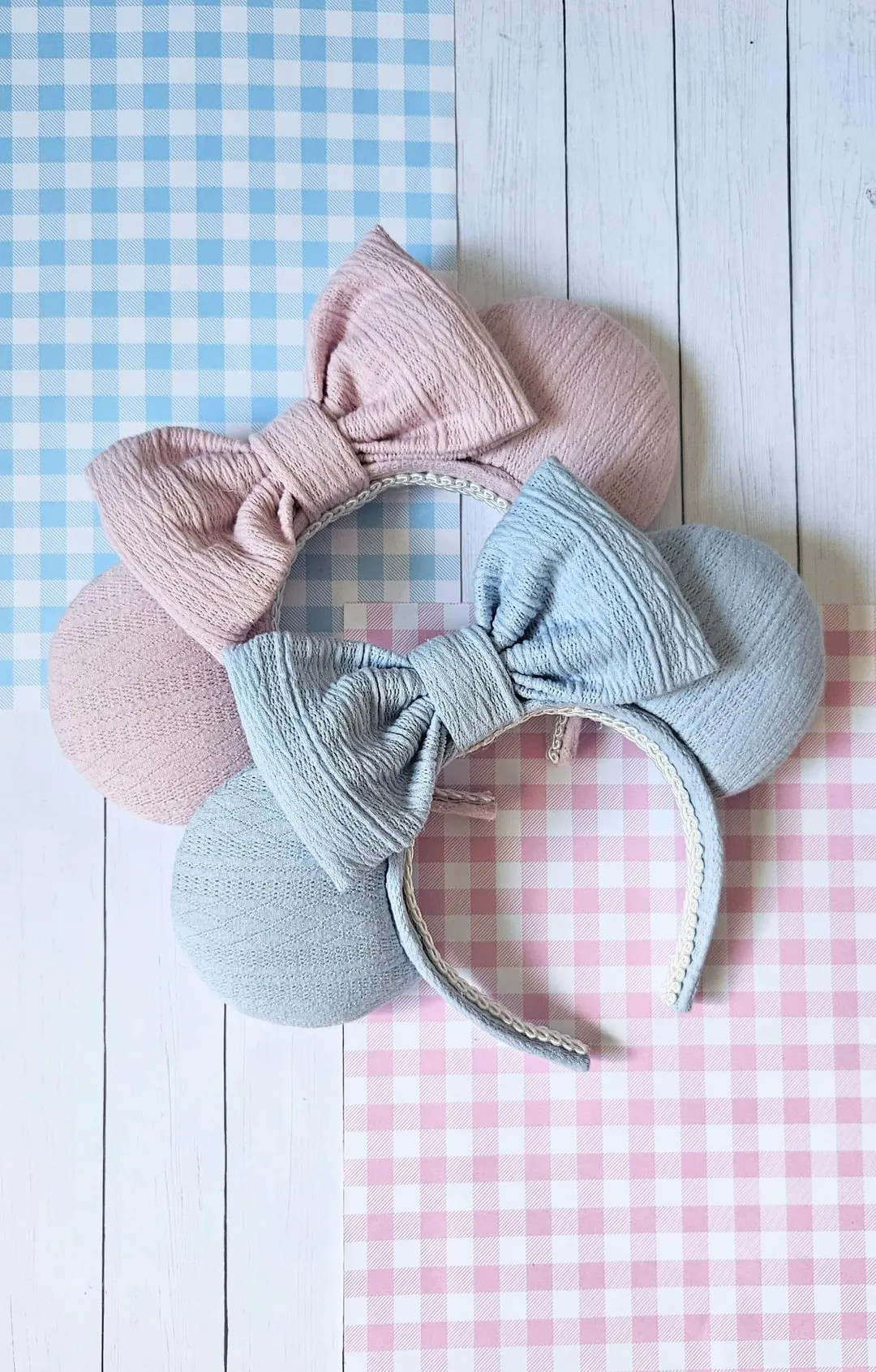 Handmade Pink and Blue Cozy Mouse Ears - Etsy | Etsy (Global)