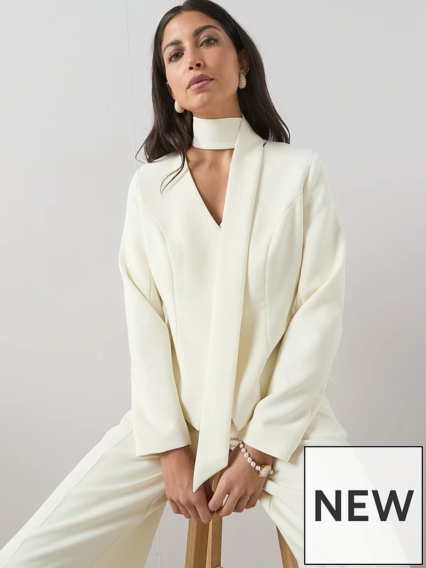 The Very Collection Scarf Co-ord Blazer - Cream | Very (UK)