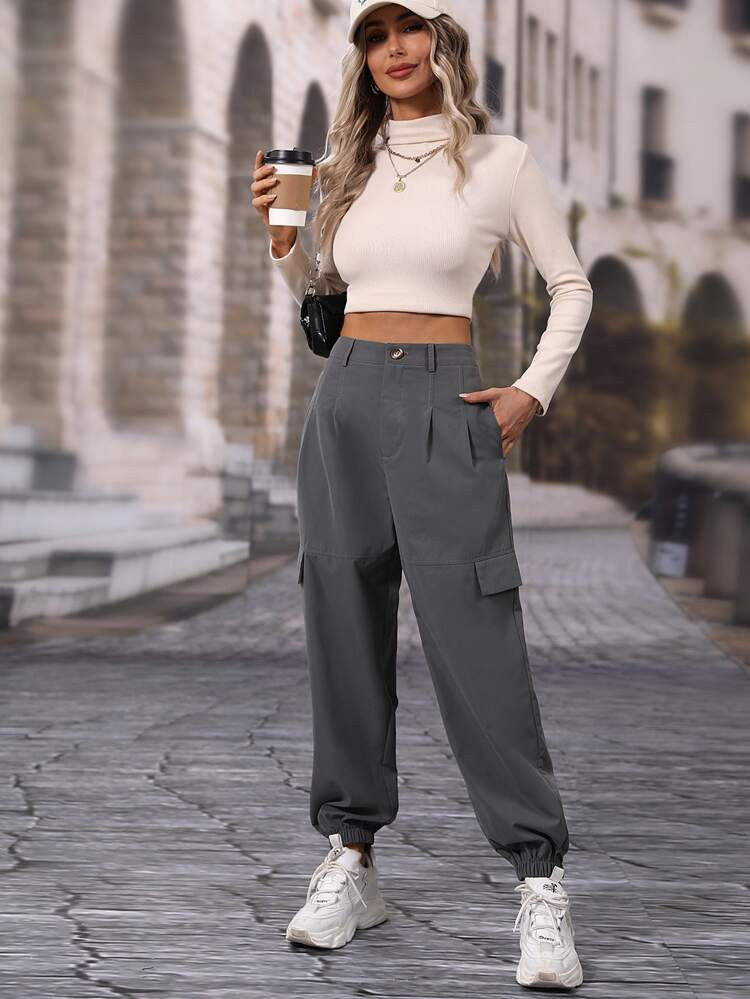 Nuovo
     
      Pantaloni monocolore vita alta | SHEIN