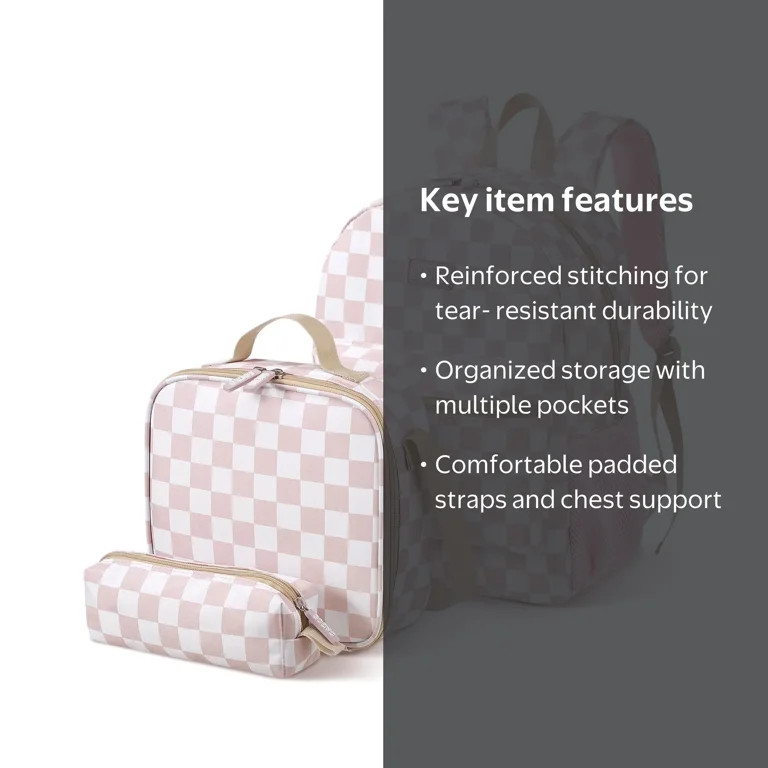 Gocvo Kids Backpack for Girls, Waterproof Teens Bookbag Cute School Backpacks, Checkered Pattern | Walmart (US)