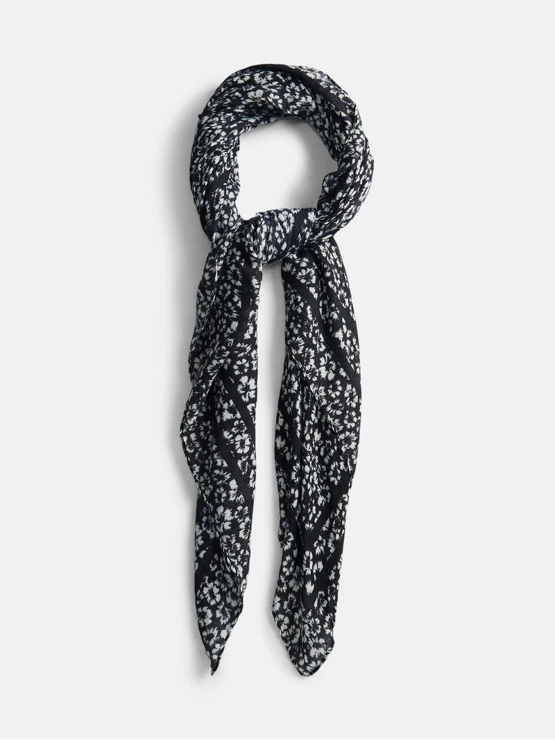 Scenario Women's Printed Square Scarf, Black Soot | Walmart (US)