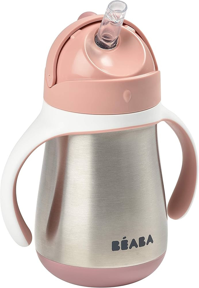 Beaba Stainless Steel Straw Sippy Cup, Sippy Cup with Removable Handles, Sippy Cup with Straw, 8+... | Amazon (US)