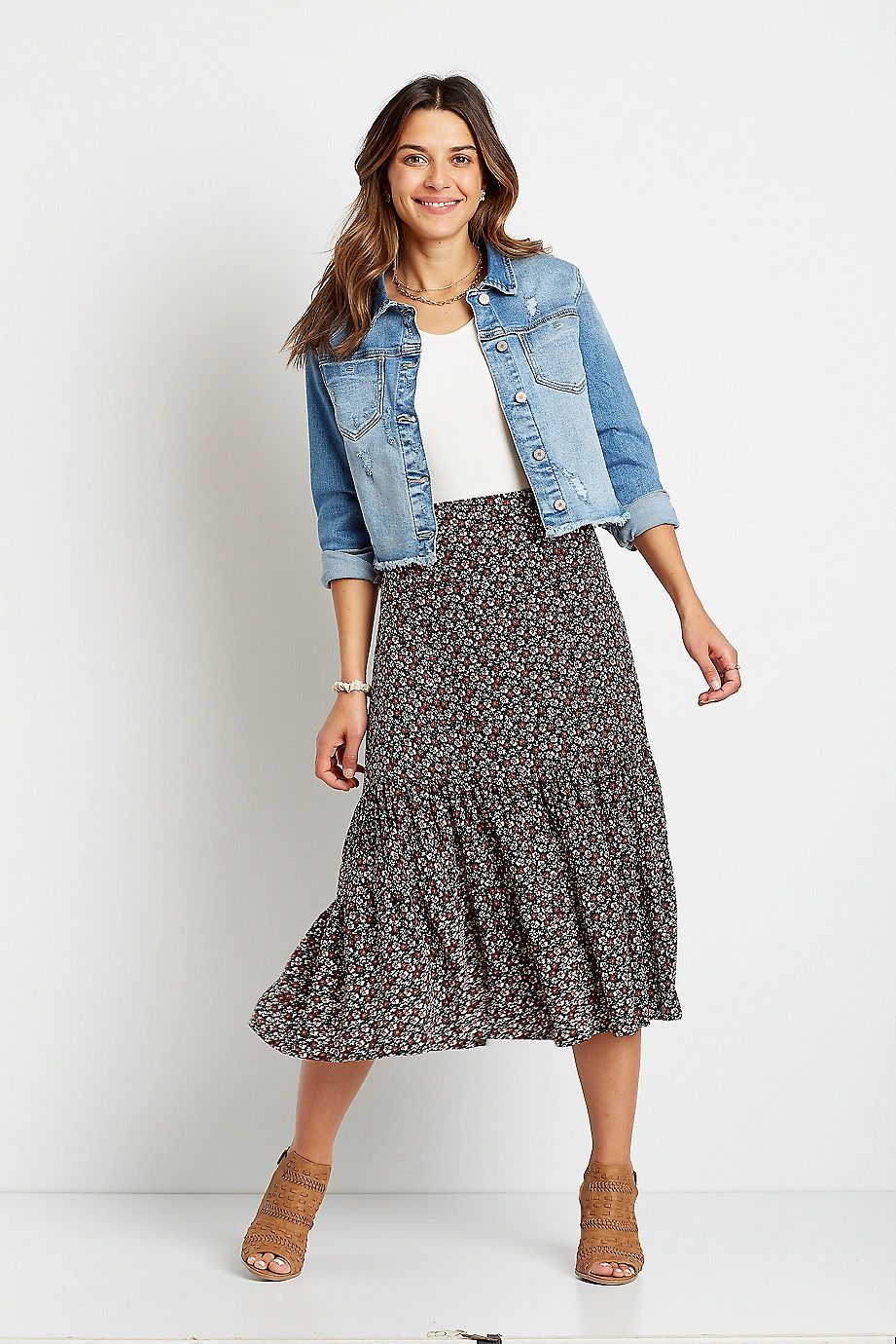 Ditsy Floral Midi Skirt | Maurices