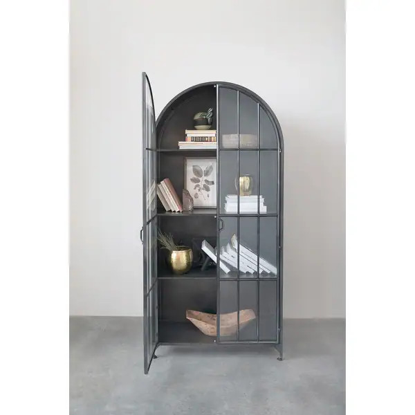 Arched Metal Cabinet with Glass Shelves - Bed Bath & Beyond - 37153378 | Bed Bath & Beyond