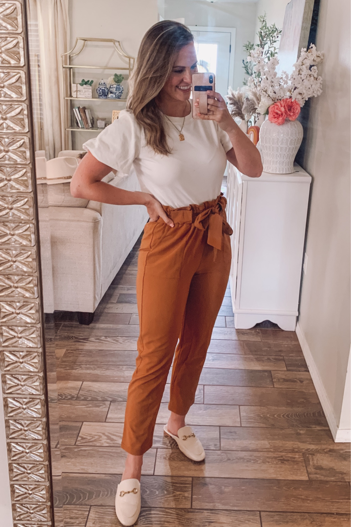 Work outfit 
Teacher style
Workwear 
Loafers 
Amazon fashion finds: 

1. 100% organic cotton puff sleeve top! Wearing size s
2. paper bag waist pants are super flattering, stretchy & don’t show wrinkles! Wearing size M
3. Flats / loafers would be perfect for work / office. LOVE This color shoe!!! 
4. My fave Amazon jewelry find- gold initial necklace 

#LTKunder50 #LTKworkwear #LTKSeasonal