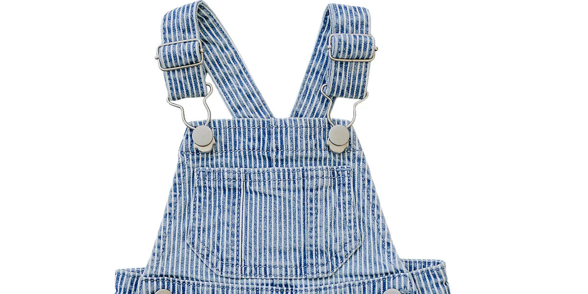 Blue Stripe Short Overalls | Mebie Baby