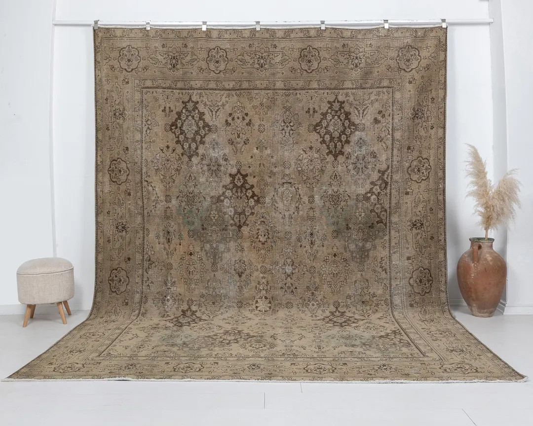 10x12 Vintage Rug , 9.6 X 12.3 Feet, Antique Rug, Unique Area Rug, Brown Rug, Living Room Rug,han... | Etsy (US)