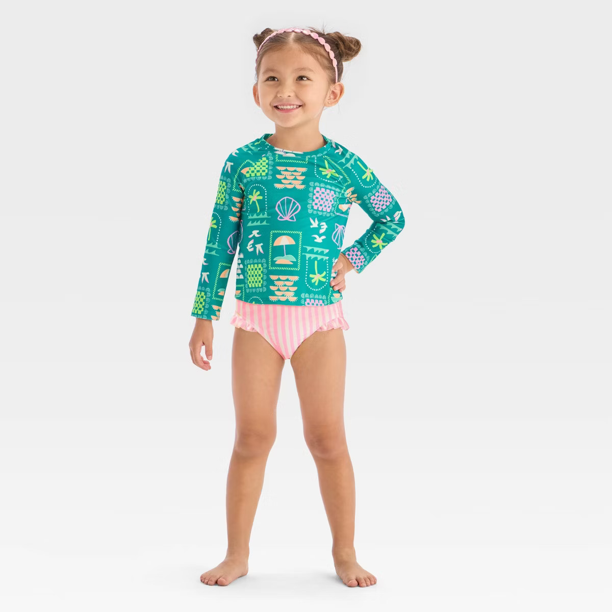 Toddler Girls' Long Sleeve Rash Guard Tankini Set - Cat & Jack™ | Target