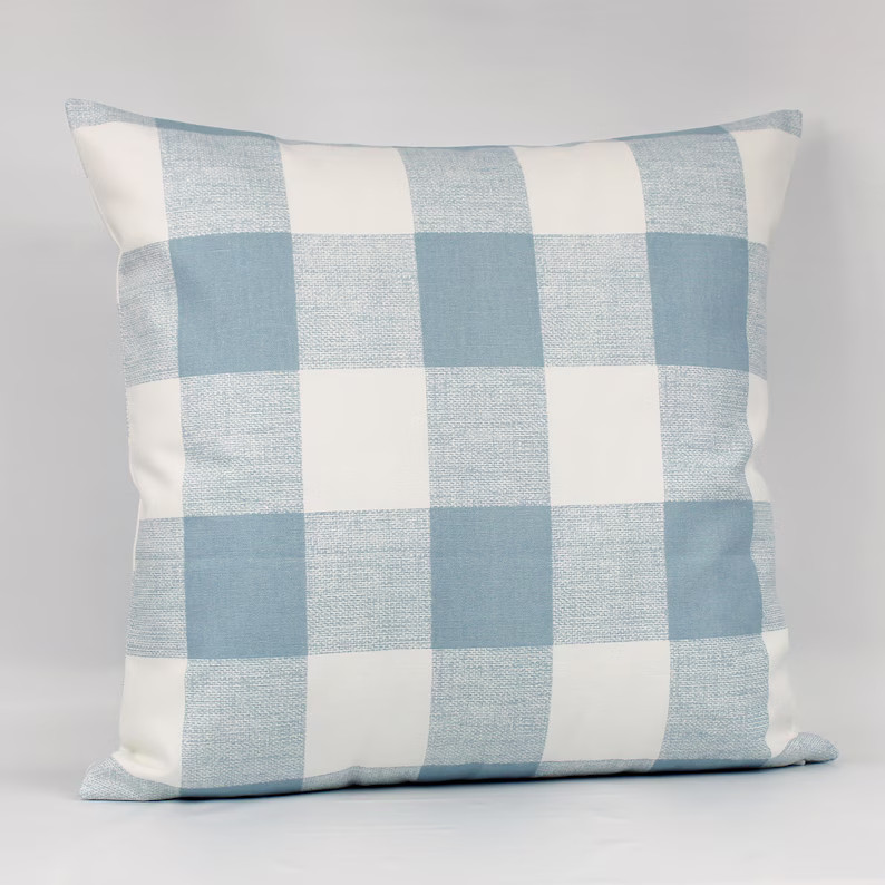 Blue Buffalo Plaid Pillow Cover, Blue Buffalo Check, Blue Throw Pillow, Blue Farmhouse Pillow, Gi... | Etsy (US)