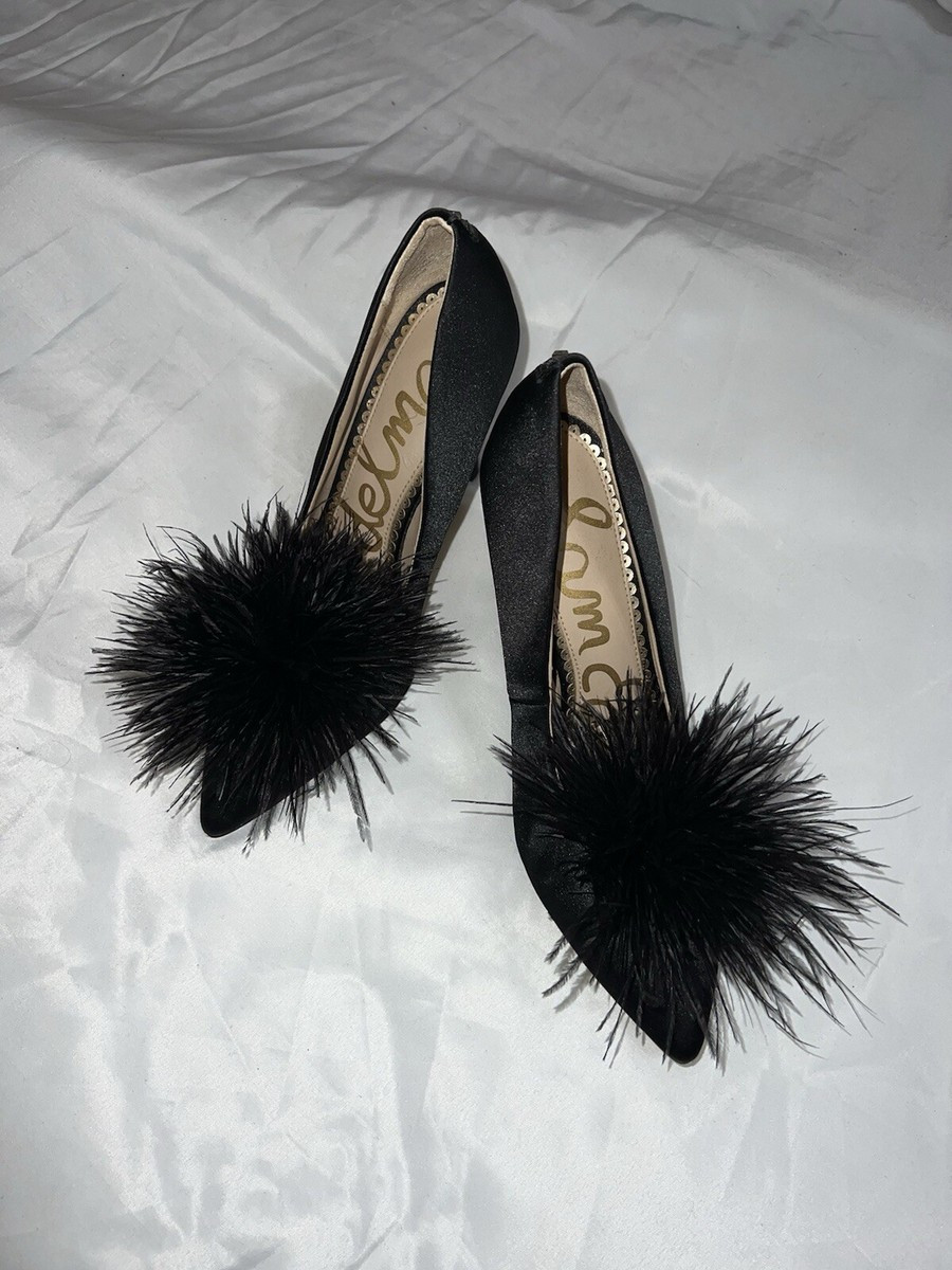 Sam Edelman Womens Shoes Haide Feathered Pom Pom Pointed Heels Black Size 5.5  | eBay | eBay US