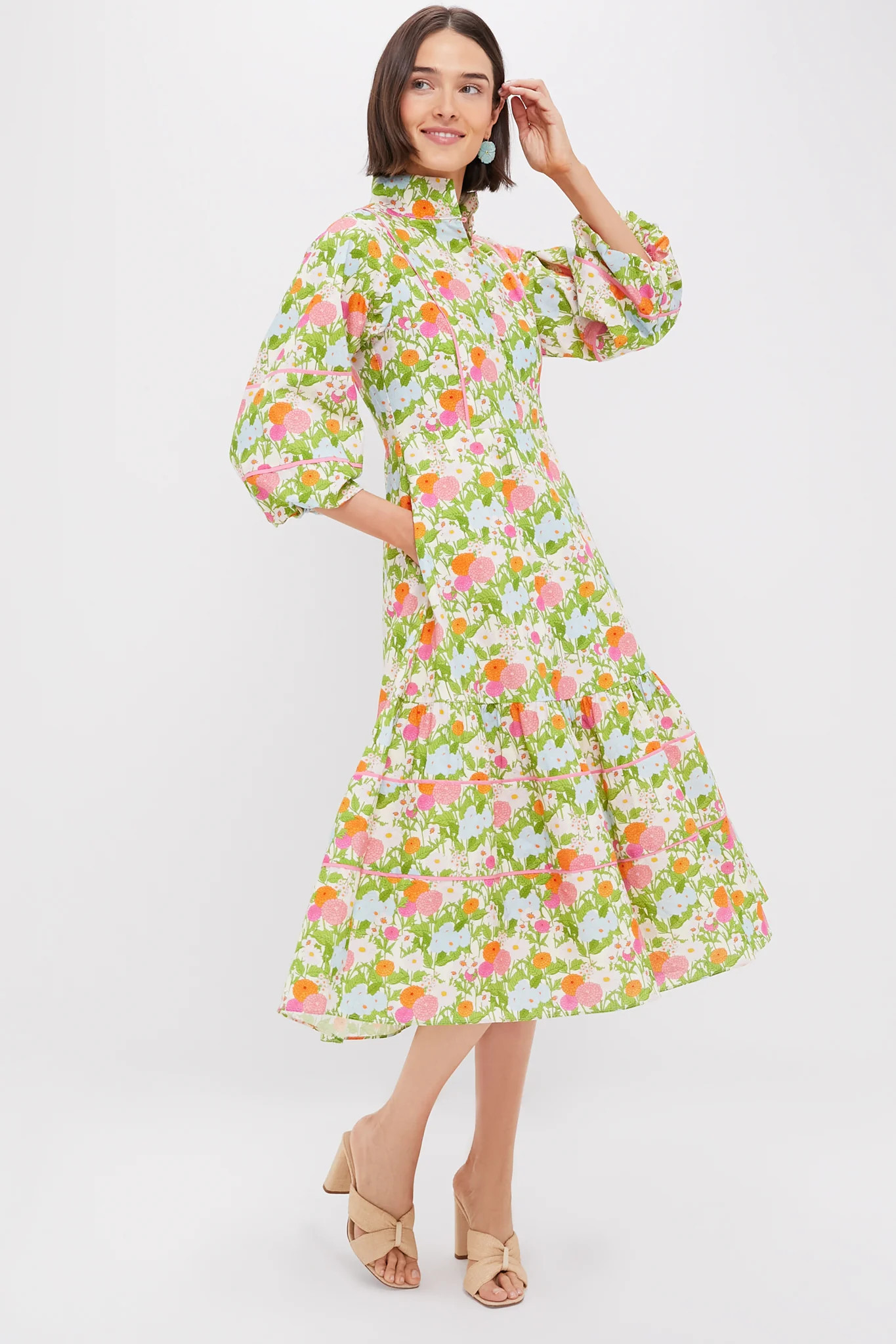 Multi Green Begonia Floral Hillsborough Midi Dress | Tuckernuck (US)