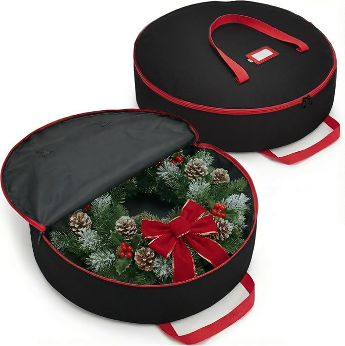 ZOBER 2 Pack Oxford Christmas Wreath Storage Container 30 Inch - Wreath Bag for Artificial Wreath... | Amazon (US)