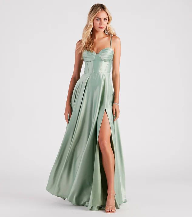 Lianne Satin Corset A-Line Formal Dress | Windsor Stores