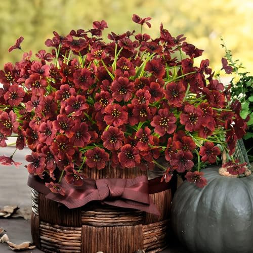 Artificial Fall Flowers for Outdoors 24 Bundles Fake Mums Faux Silk Daisy in Planter UV Resistant... | Amazon (US)