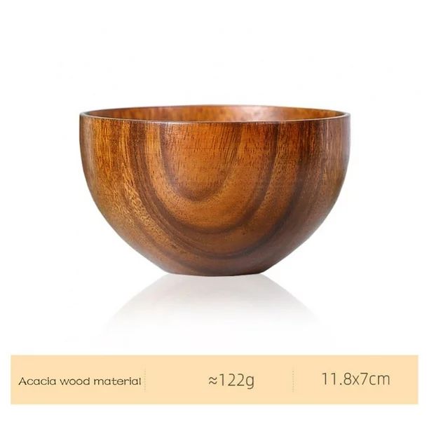 Acacia Wooden Salad Serving Bowl Solid Wood Hand-Carved Bowl Fruit Bowl - Walmart.com | Walmart (US)