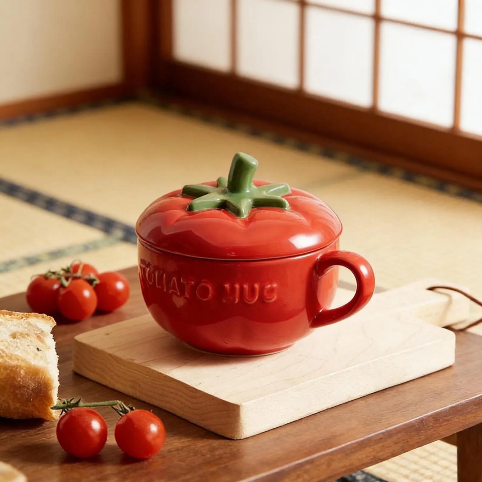 Tomato Ceramic Soup Mug with Lid - 14cm Large Fruit Shaped Bowl - Gardener Gift - Red Cottagecore... | Etsy (Global)