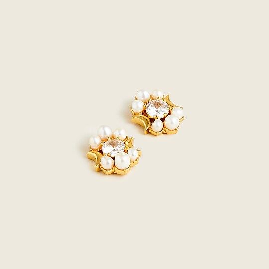 Pearl moon stud earrings | J.Crew US