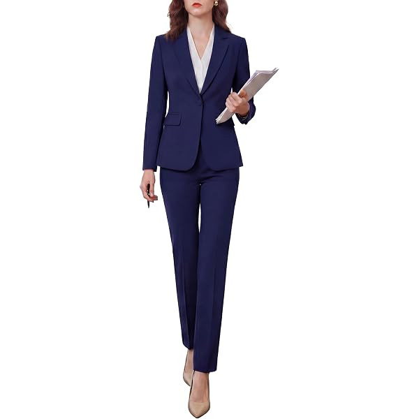 Women's 2 Piece Suits Business Casual Outfits Long Sleeve Solid Pantsuits Professional Office Wor... | Amazon (US)