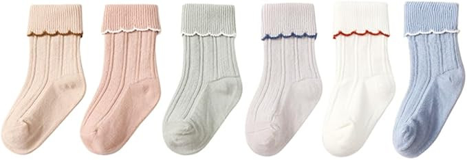 WATOCHE Baby Girls Socks Toddlers Ruffle Socks Girl's Frilly Dress Socks Baby Anti-slip Socks Cut... | Amazon (US)