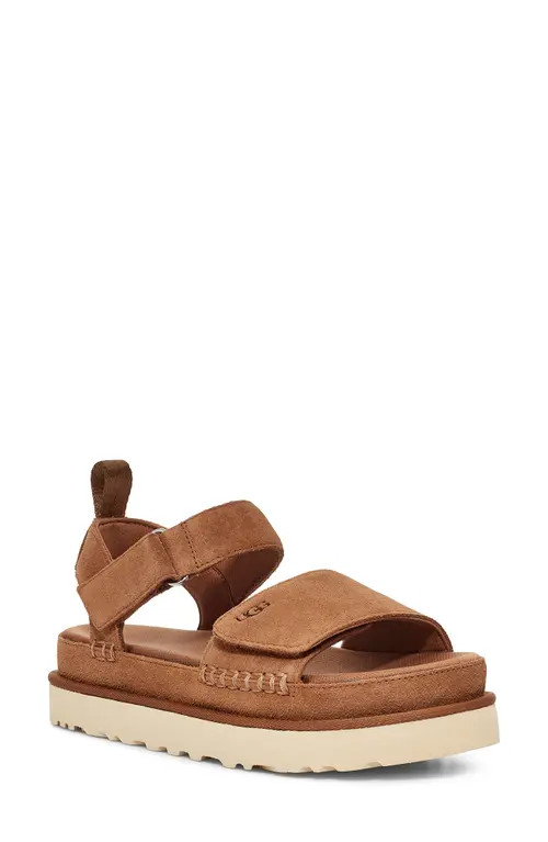 UGG(r) Goldenstar Platform Sandal in Chestnut Suede at Nordstrom, Size 6.5 | Nordstrom