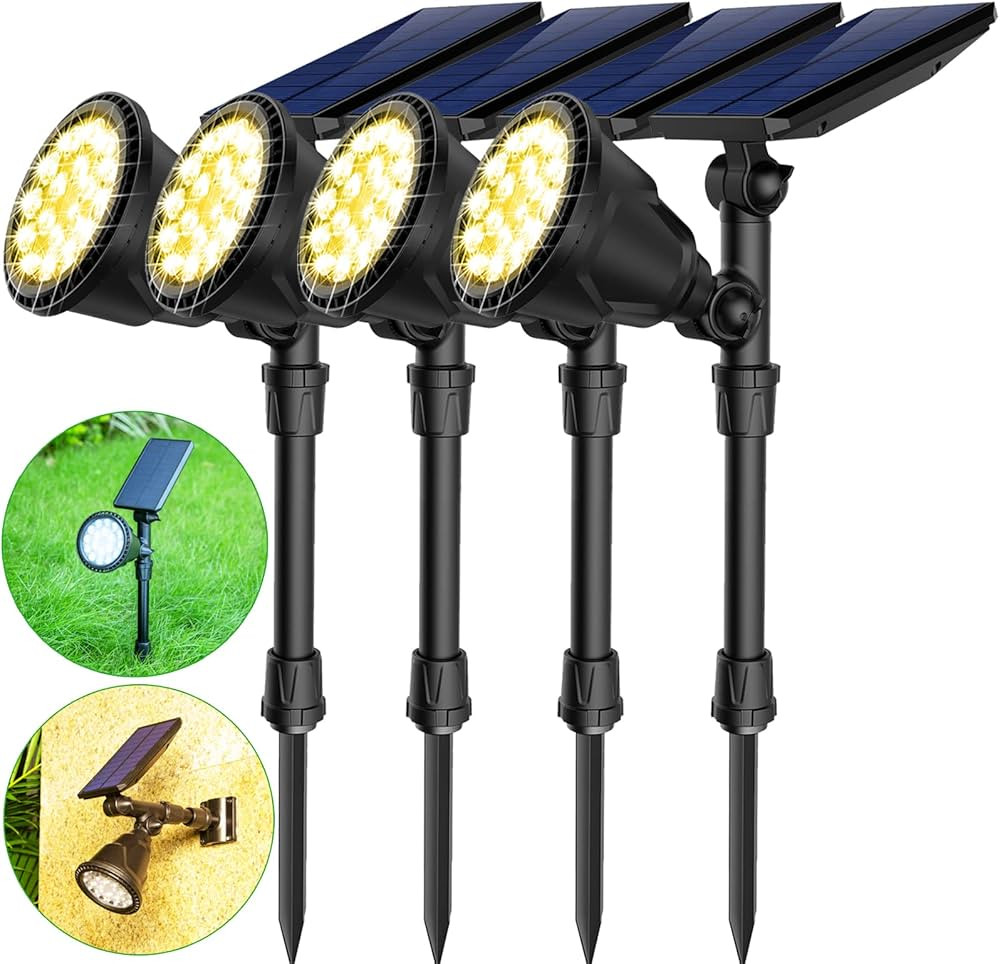 JSOT 600 Lumen Bright Solar Lights Outdoor Waterproof,Solar Powered Landscape Spotlights Solar Wa... | Amazon (US)