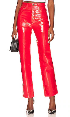 AGOLDE Recycled Leather 90's Pinch Waist in Chili Patent from Revolve.com | Revolve Clothing (Global)