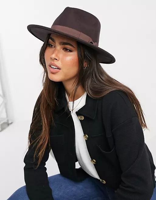 ASOS DESIGN felt fedora in brown | ASOS (Global)