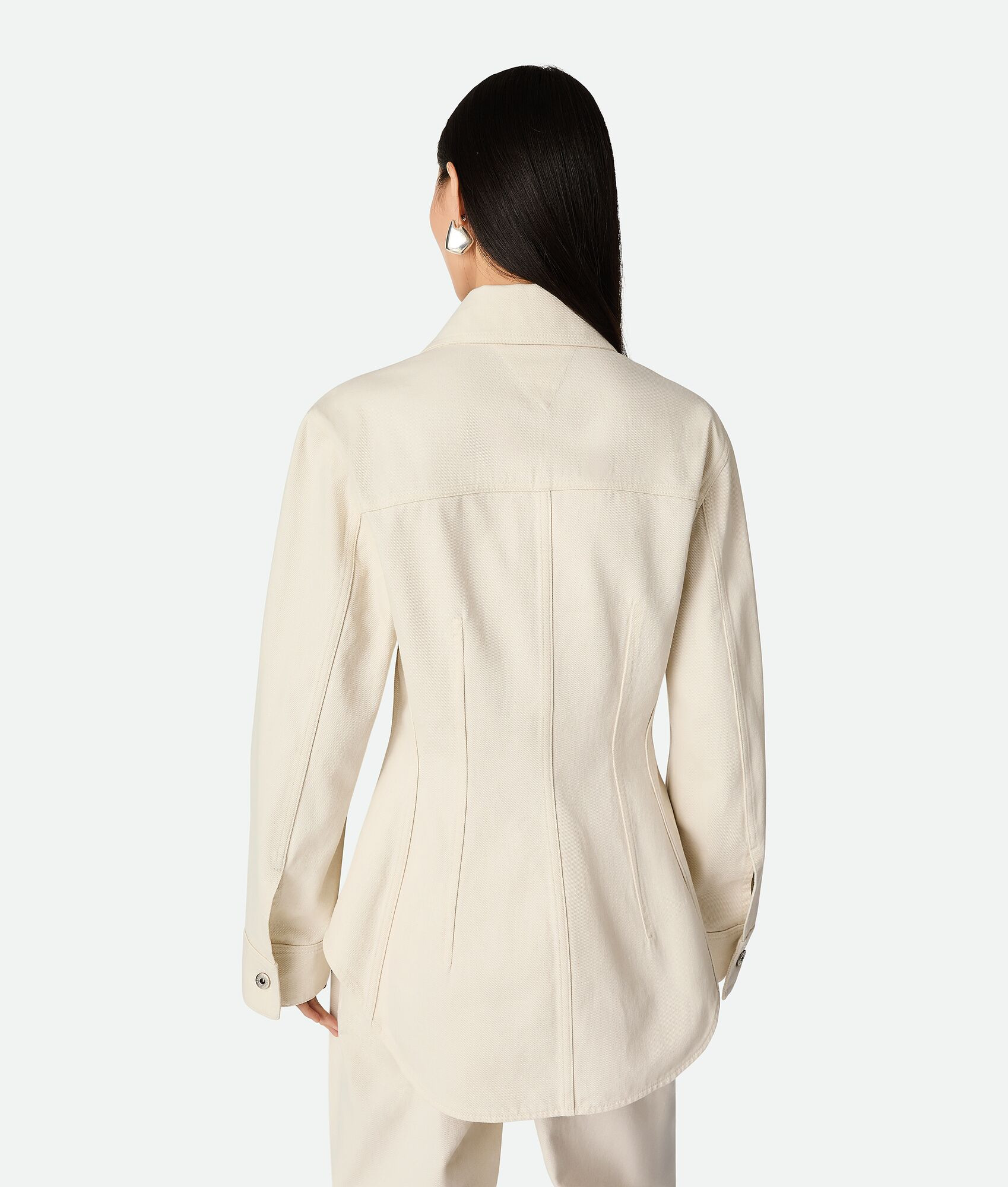 Women's Coloured Denim Shirt in Pale meringue | Bottega Veneta GB | Bottega Veneta