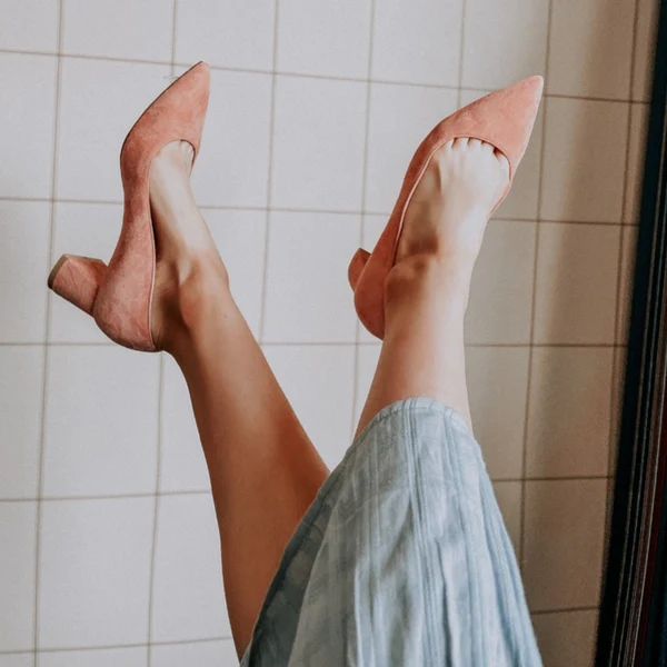 Blissful Blush Suede Lower Block Heel | ALLY Shoes