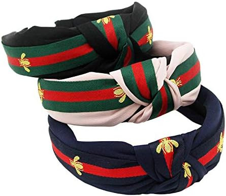 Wide Striped Headbands For Women Hair Hoops With Bee Animal Women’s Hair Accessories Bow Cross ... | Amazon (US)