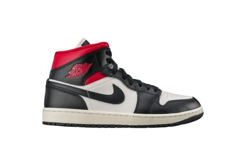 Nike Women's AIR Jordan 1 MID Shoe, Black/Gym Red Sail, 9 | Amazon (US)