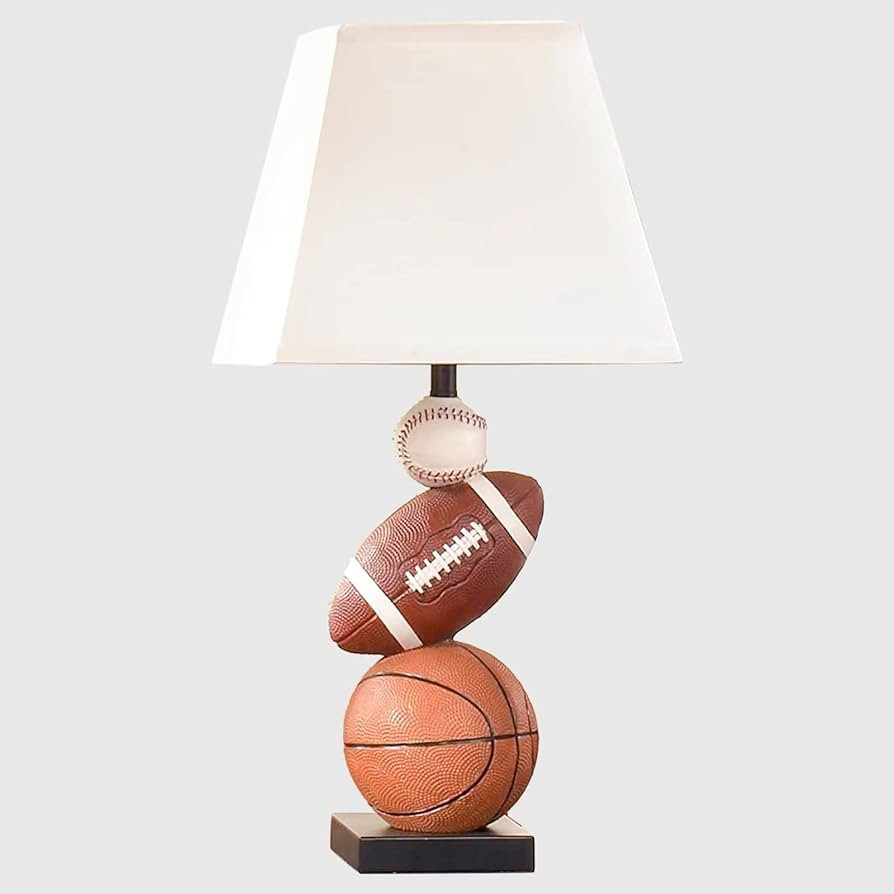 Kids Table Lamp, 14 Inch Football, Basketball & Baseball Design with Cute Lampshade, Sports-Theme... | Amazon (US)
