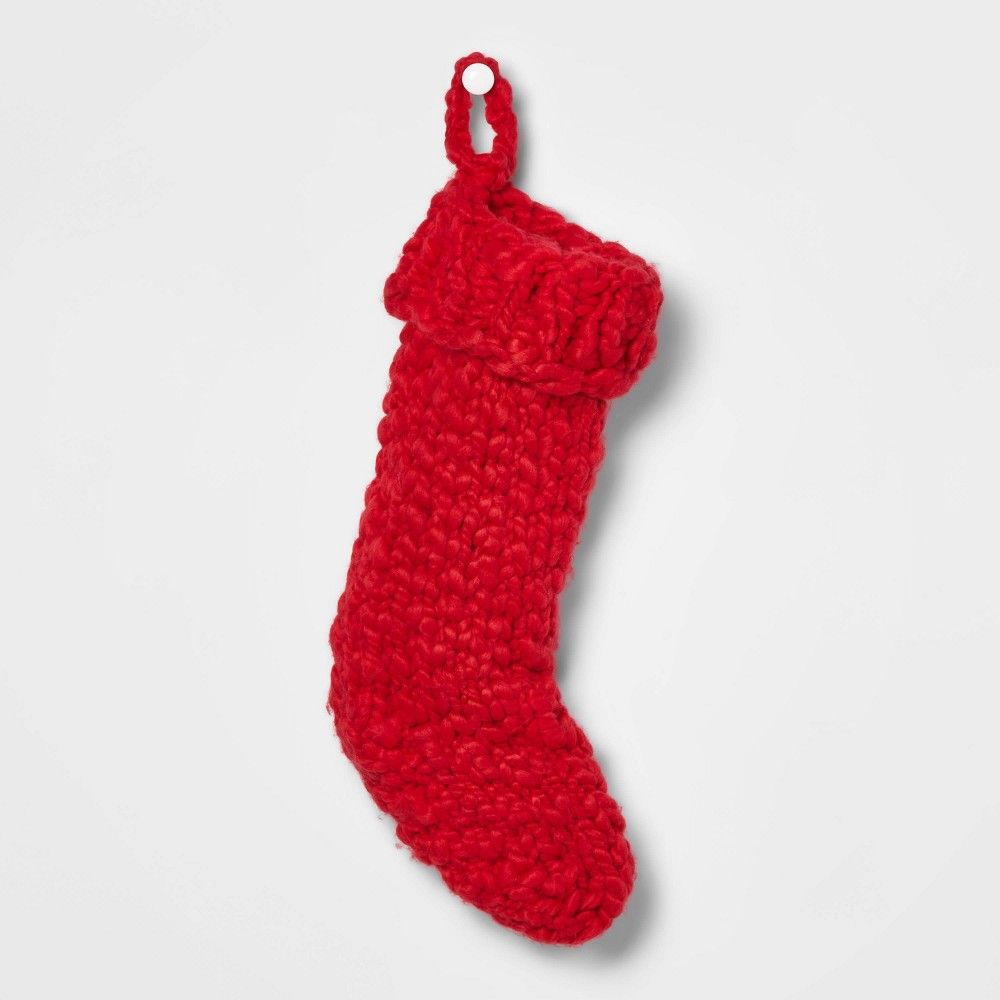 Hand Knit Christmas Stocking Red - Wondershop | Target