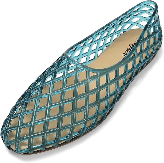 Amazon.com | HEVA Women's Jelly Mesh Flats Breathable Clear Hollow Shoes Summer Beach Jellies Bal... | Amazon (US)