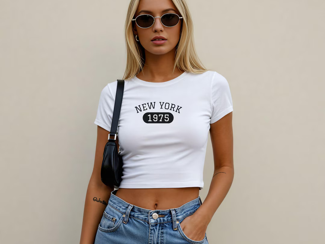 New York 1975 Baby Tee Newyork Women Summer Top NYC Vintage Crop Top Y2K Baby Tee Trendy New York... | Etsy (US)