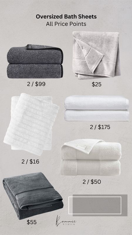Oversized bath sheets at varying price points. I’m obsessed with mine from Brooklinen! Bath Sheet | Bath Linens | Towels | Oversized Bath Towels

#LTKbeauty #LTKfamily #LTKhome